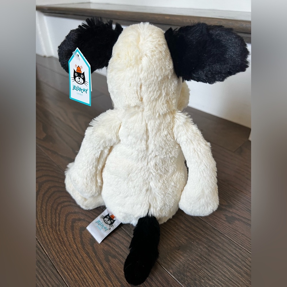 Jellycat Bashful Black & Cream Puppy - Medium 12” - Picture 5 of 12